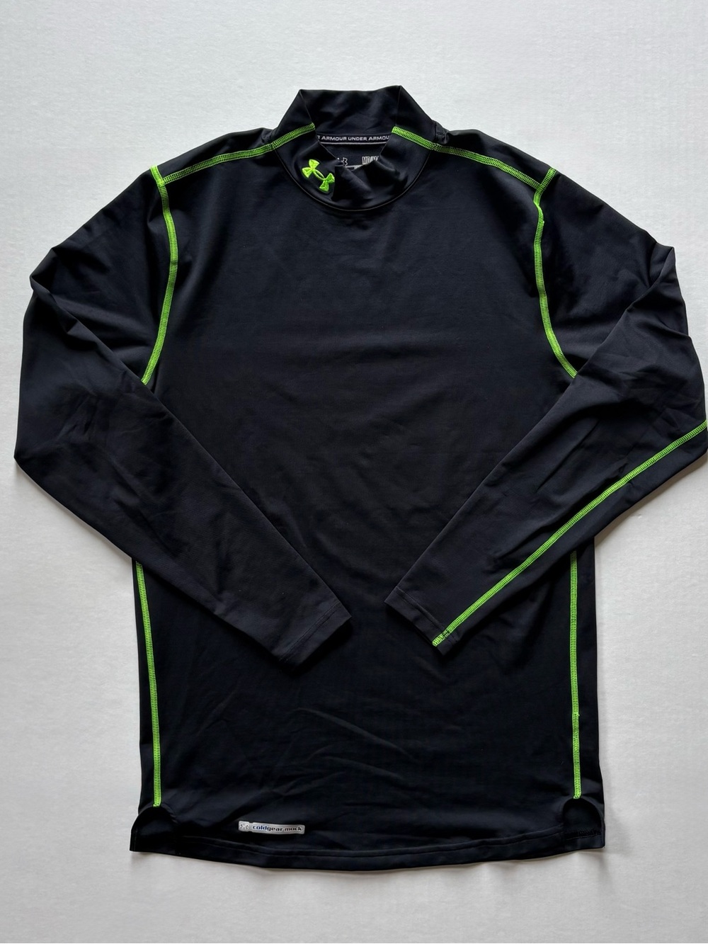 Under Armour Coldgear Fitted Long Sleeve Mens Small Mock Neck Black Green